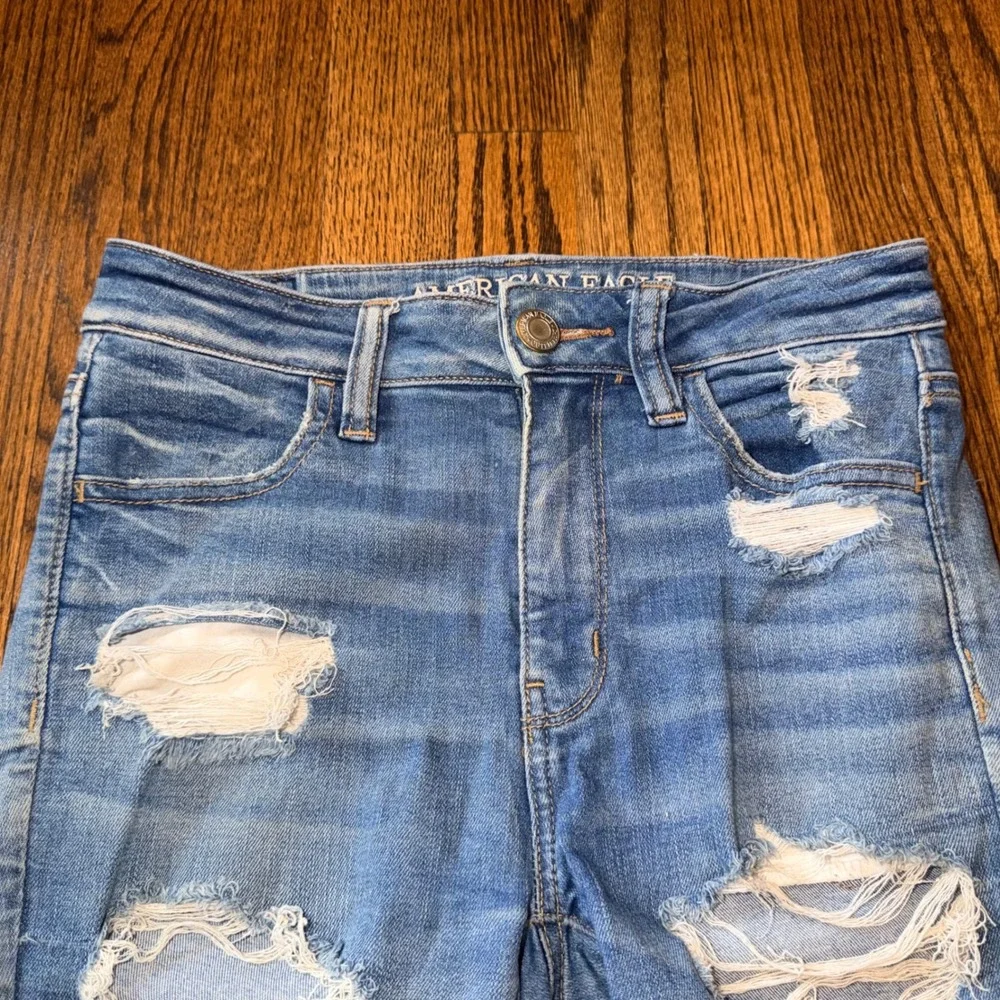 American Eagle Hi-Rise Jegging Distressed‎ Skinny Jeans 4 Medium Wash Blue